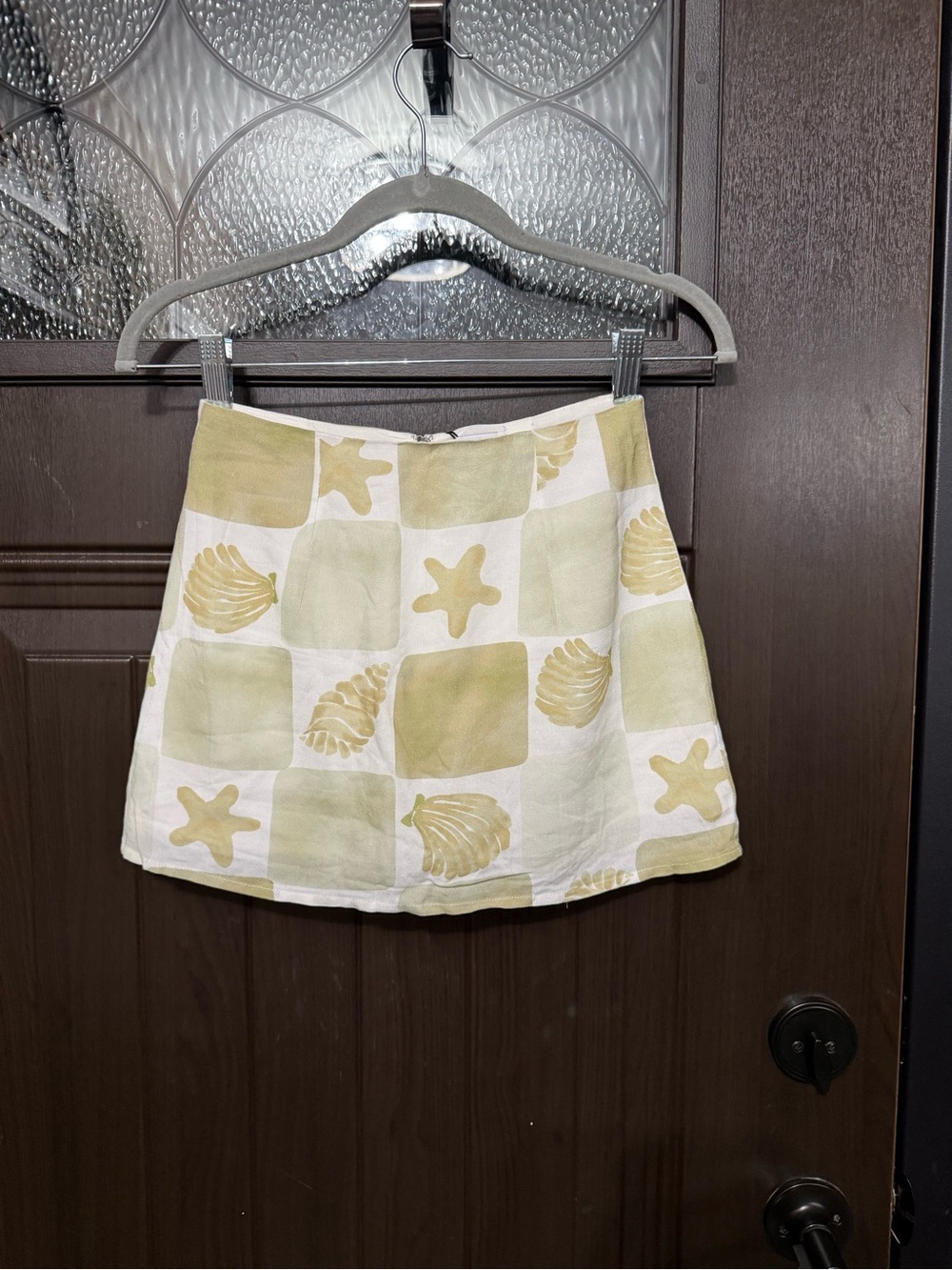 Princess Polly Pale Green and White Seashell Print Mini Skirt